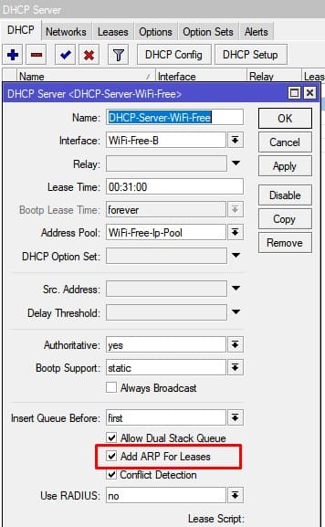 Настройка MikroTik ARP, добавлять ARP запись через DHCP сервер